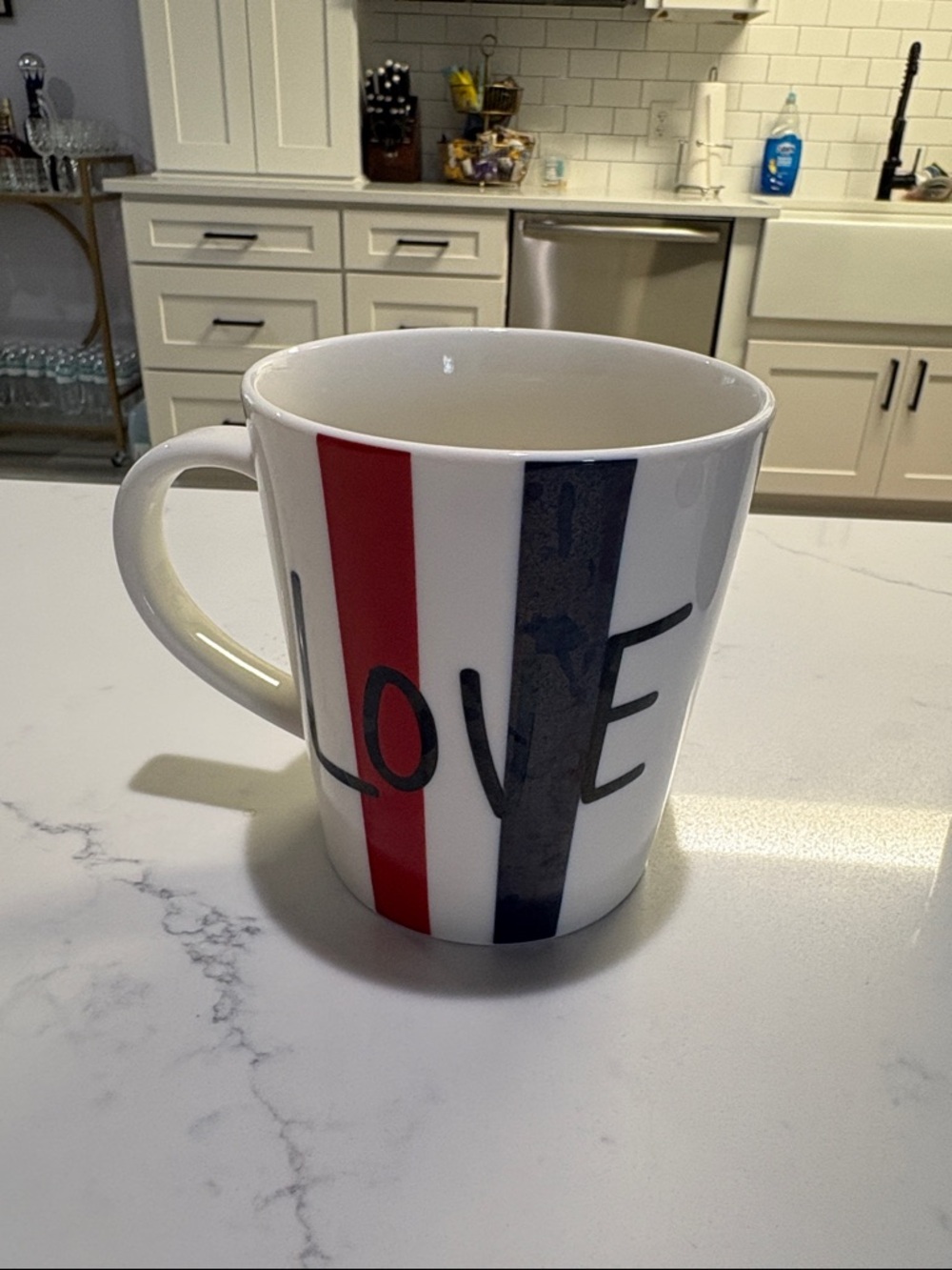 Royal Doulton White Mug with Red and Navy Stripes….